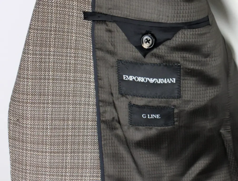 Emporio Armani Blazer 48 R fits 46 Brown White Woven Wool G Line Sport Coat New